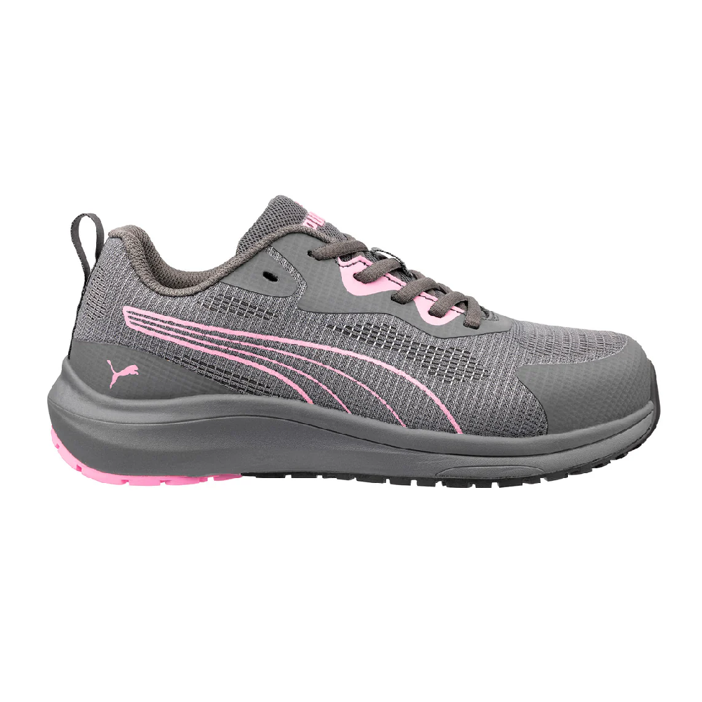 PUMA Safety Women's Celerity Knit 2.0 Low Steel Toe Work Shoe - Grey/Pink