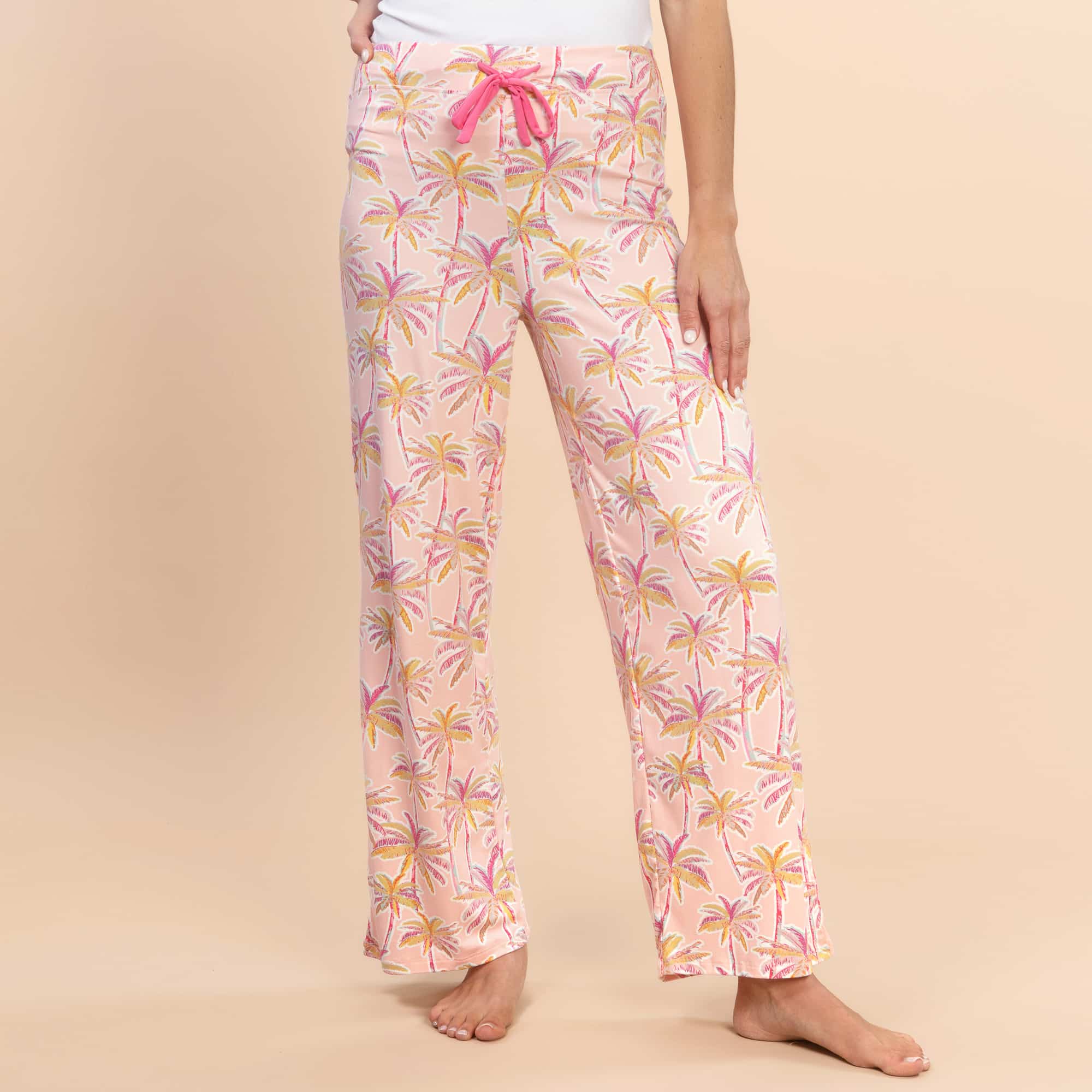 Amanda Blu Women's Pink Palm Pajama Pants
