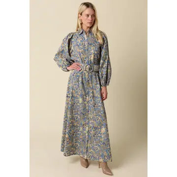 Olivaceous Women's Jasmin Floral Belted Maxi Dress