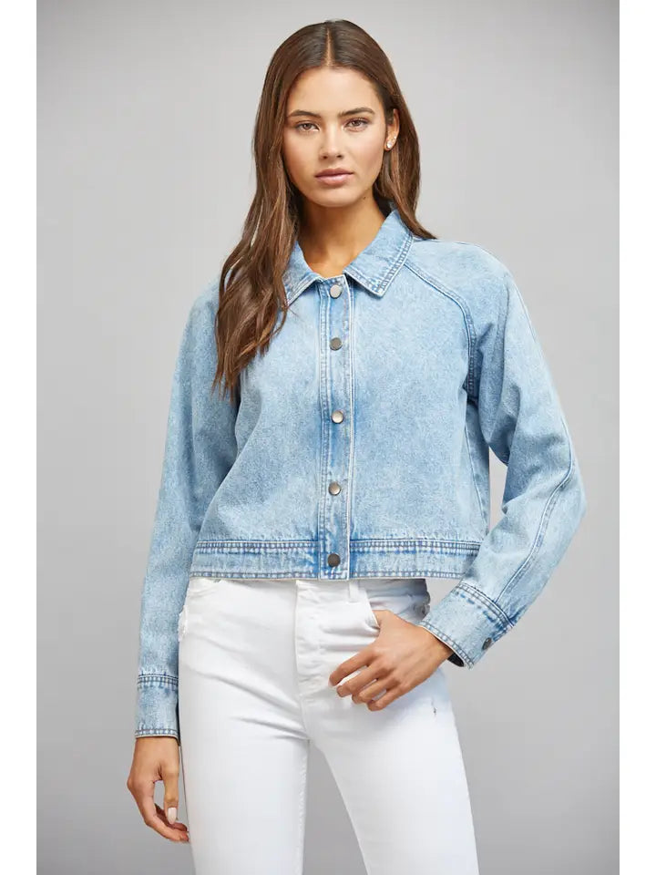 Fate Women's Washed Denim Cropped Jacket