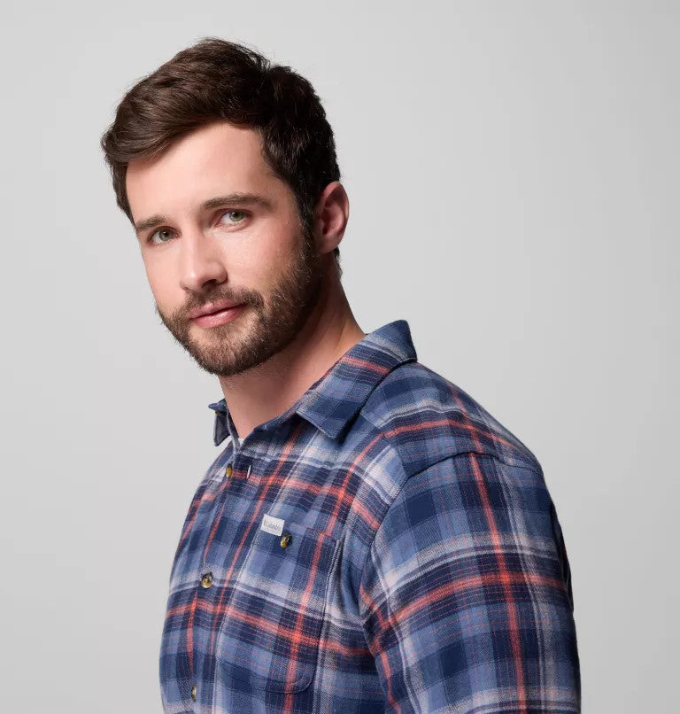 Columbia Men's Cornell Woods Flannel Long Sleeve Shirt - Coll Navy Backland Tartan