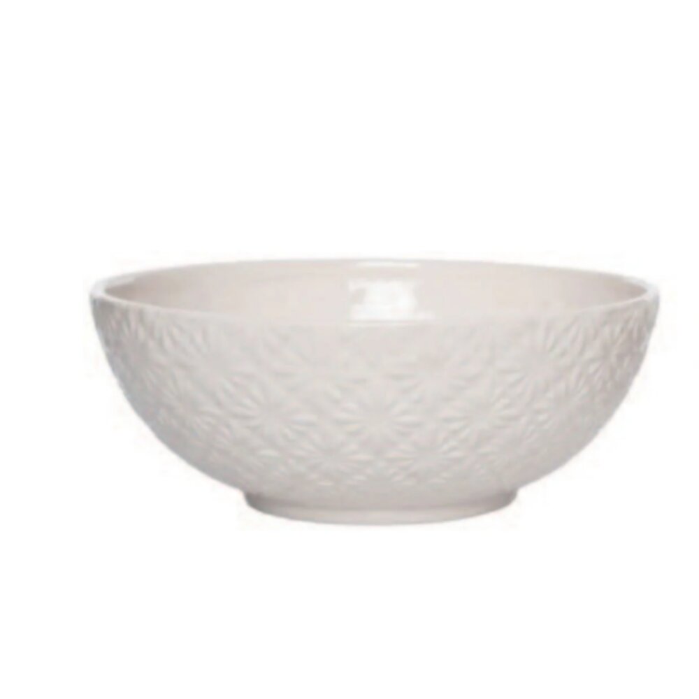 VIP Home White Floral Serving Bowl