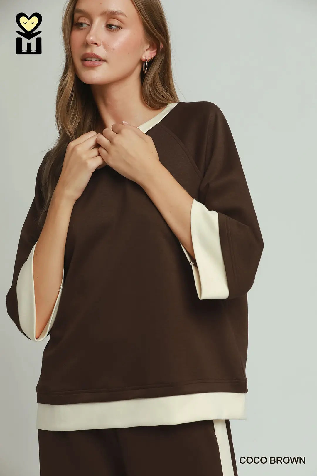 Umgee Women's Colorblock Crewneck Top