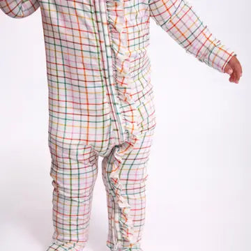 Goosies Infant Girls AJ Plaid Convertible Zip PJs