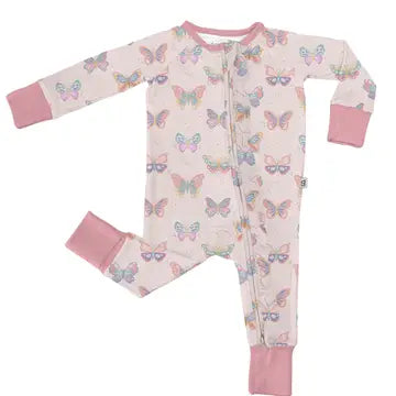 Goosies Infant Girls Butterfly Bliss - Convertible Zip PJs