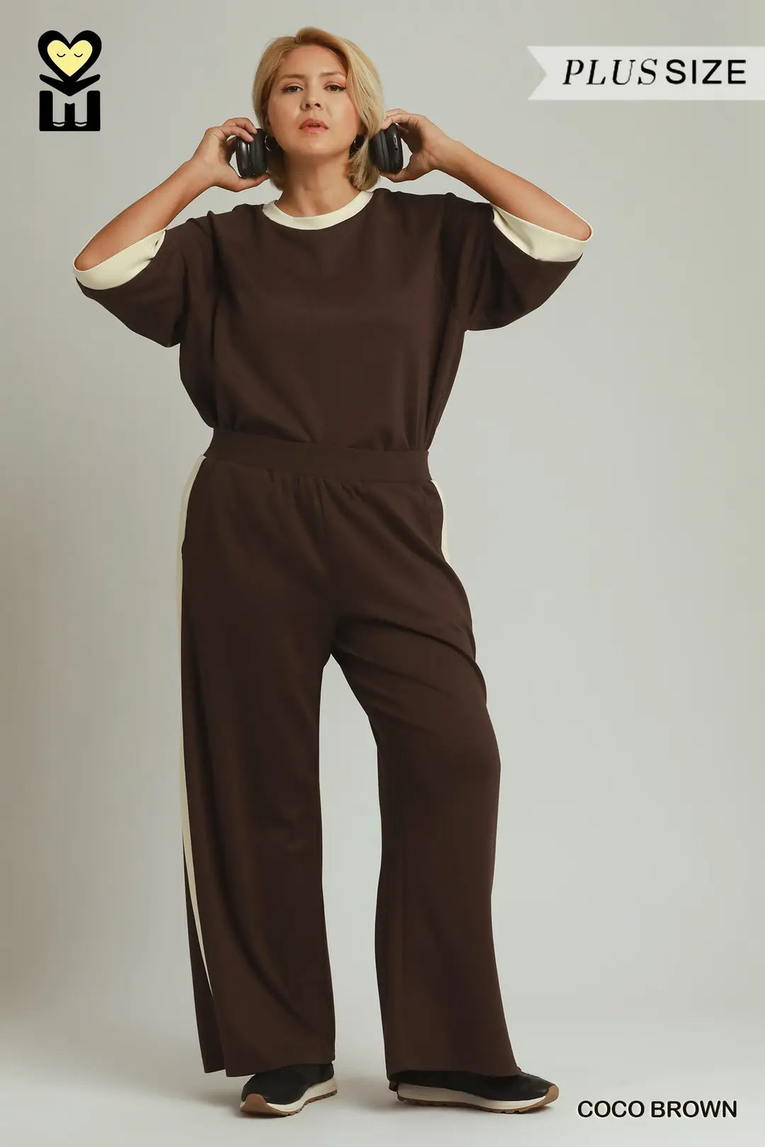 Umgee Plus Size Women's Colorblock Straight Pants