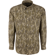Drake Men's Cinco Ranch Western Solid Acid Wash Long Sleeve Shirt