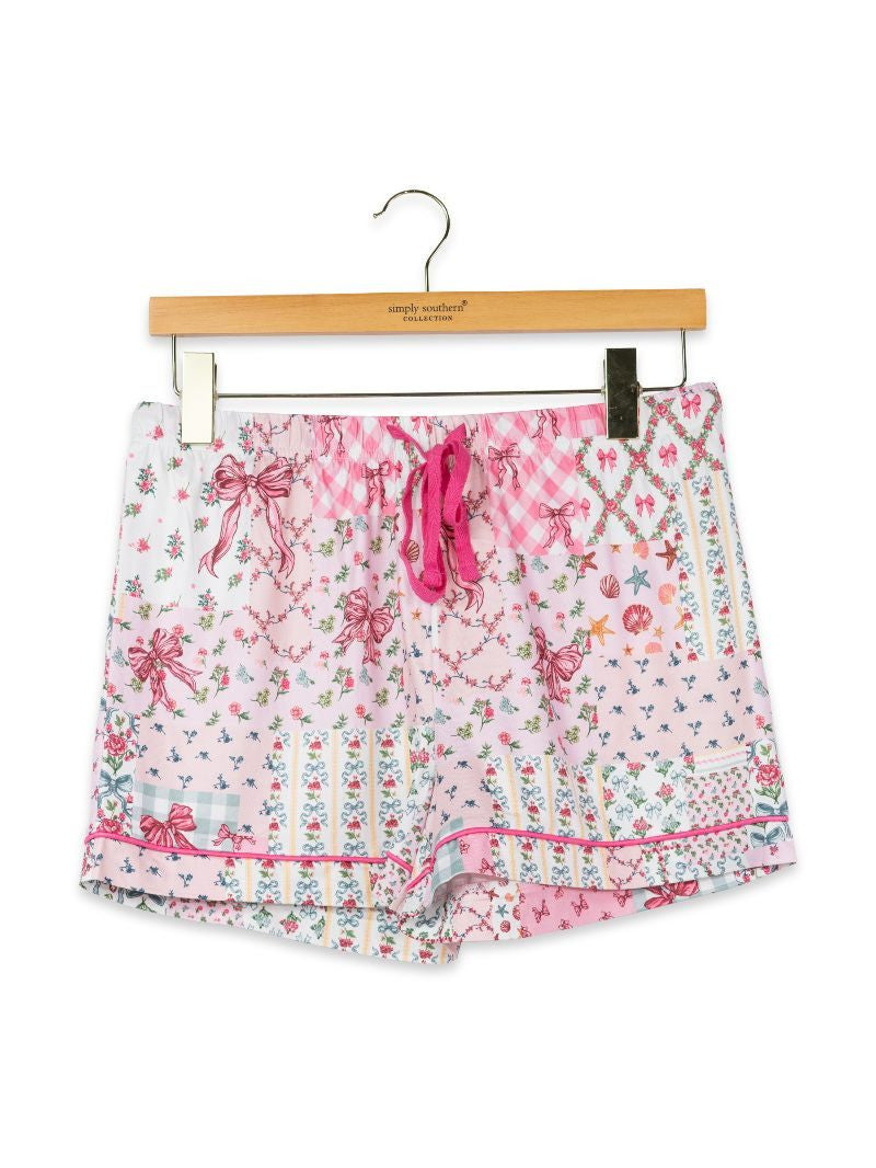 Simply Southern Women's Everyday PJ Shorts - Quilted Ribbon