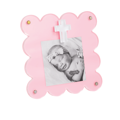 Mud Pie Pink Acrylic Cross Frame