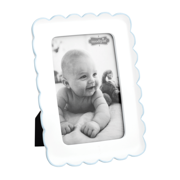 Mud Pie Blue Scalloped Resin Frame