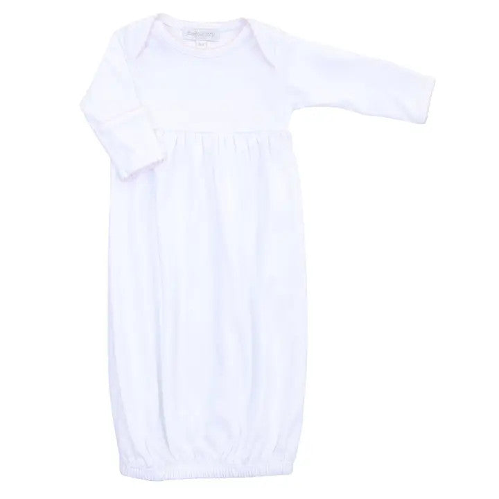 Magnolia Baby Solid Essentials White Gown with Pink Picot Trim