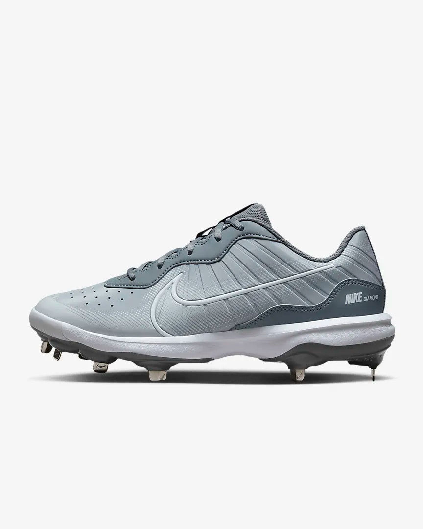 Nike Men's Alpha Huarache Varsity 4 Low Cleats- Wolf Grey