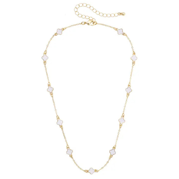 Canvas Margaret Dainty Clover Necklace - White