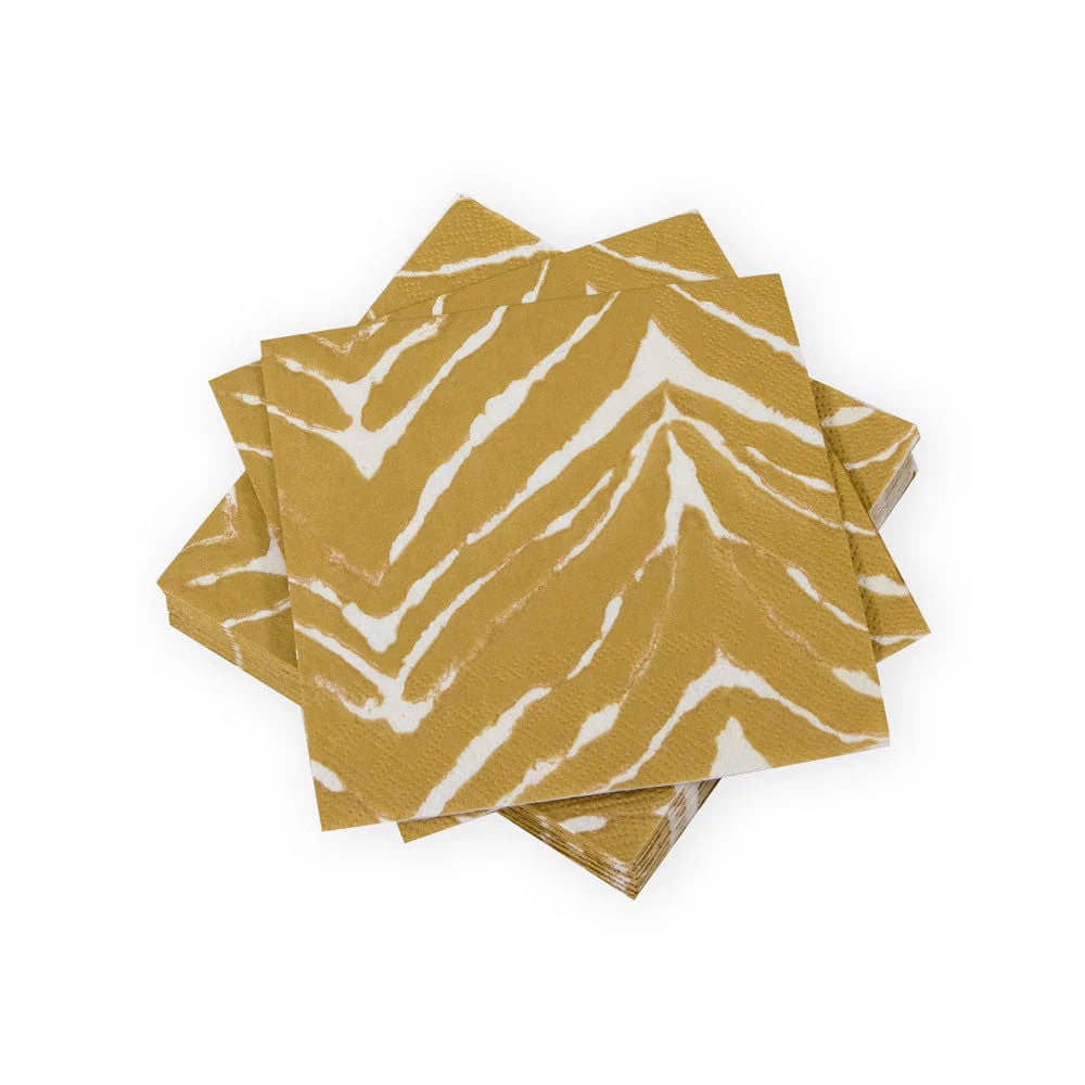 Caspari Go Wild White & Gold Cocktail Napkins