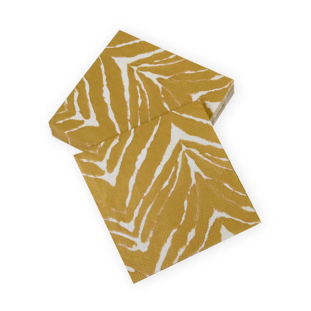 Caspari Go Wild White & Gold Cocktail Napkins