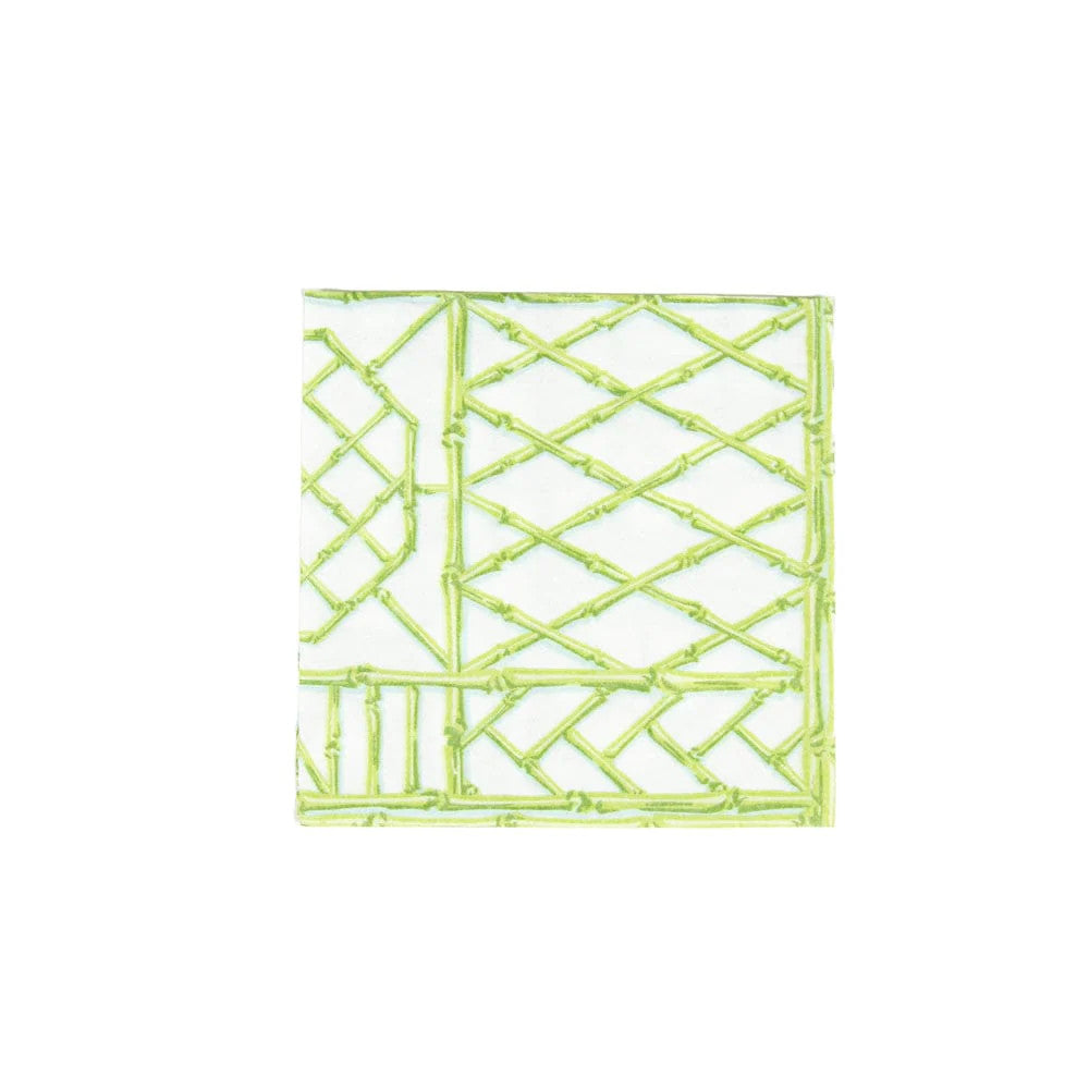 Caspari Bamboo Screen Moss Green Cocktail Napkin