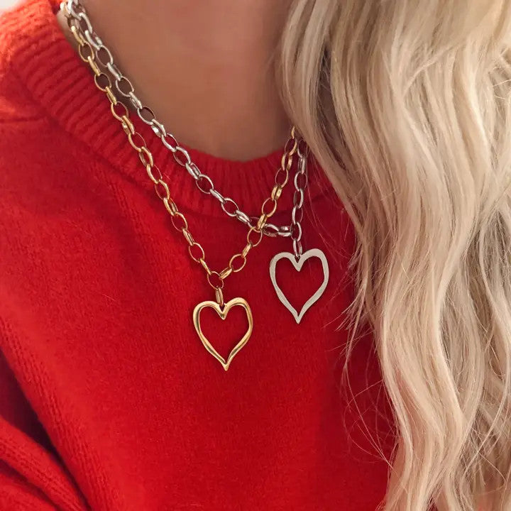 Chansuttpearls Large Open-Heart Necklace - Gold