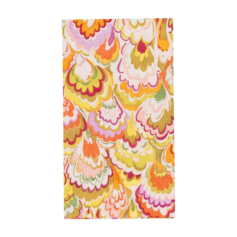 Caspari Marbled Ceramica Raspberry & Chartreuse Guest Towel Napkins