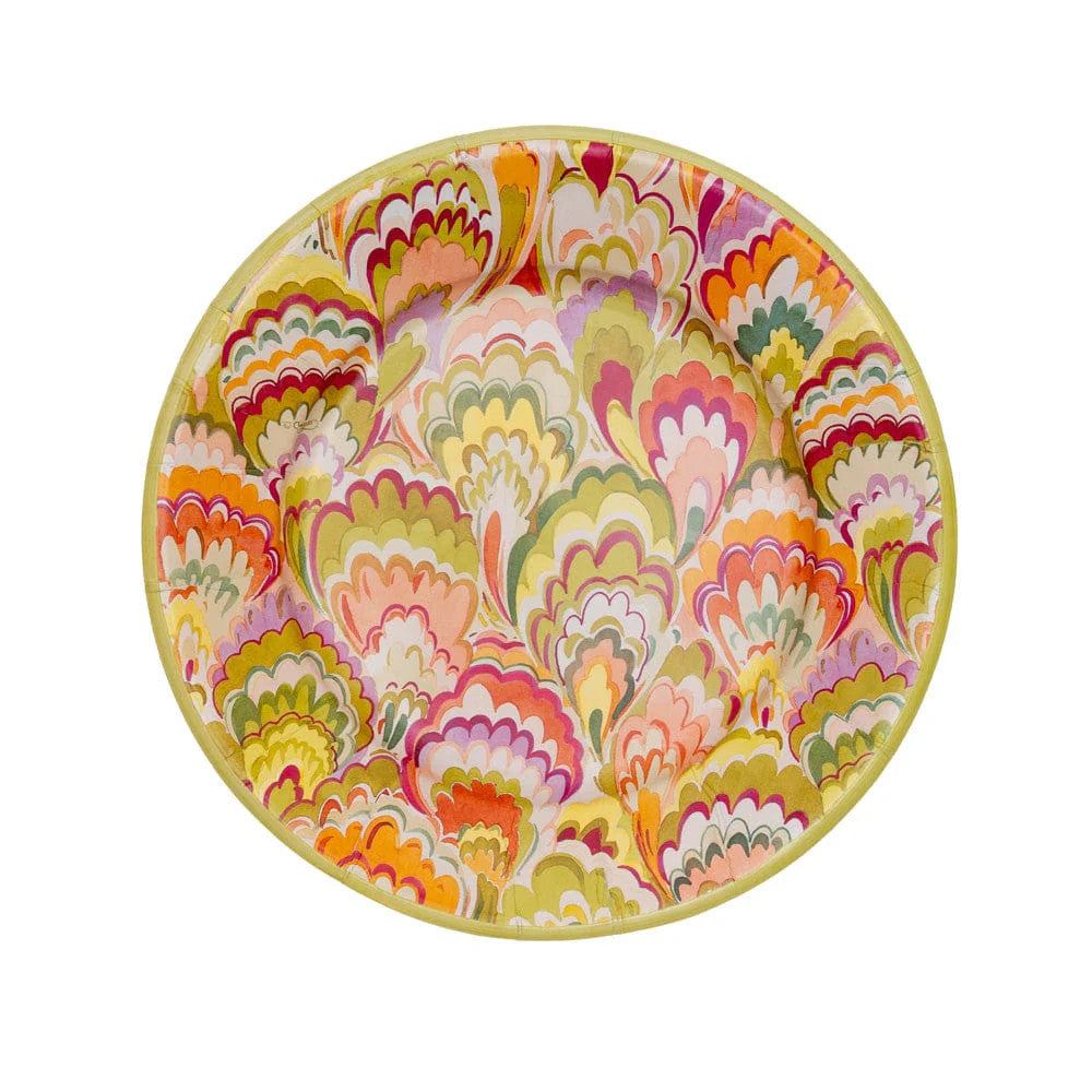 Caspari Marbled Ceramica Raspberry/Chartreuse Salad/Dessert Plates