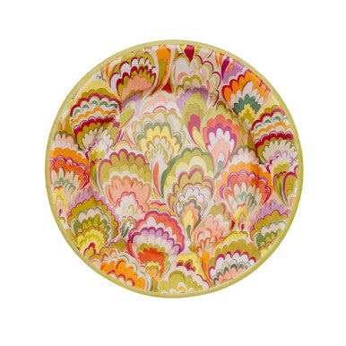 Caspari Marbled Ceramica Raspberry/Chartreuse Salad/Dessert Plates