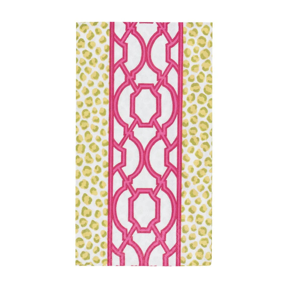 Caspari Knots And Spots Green/Fuchsia Guest Towel