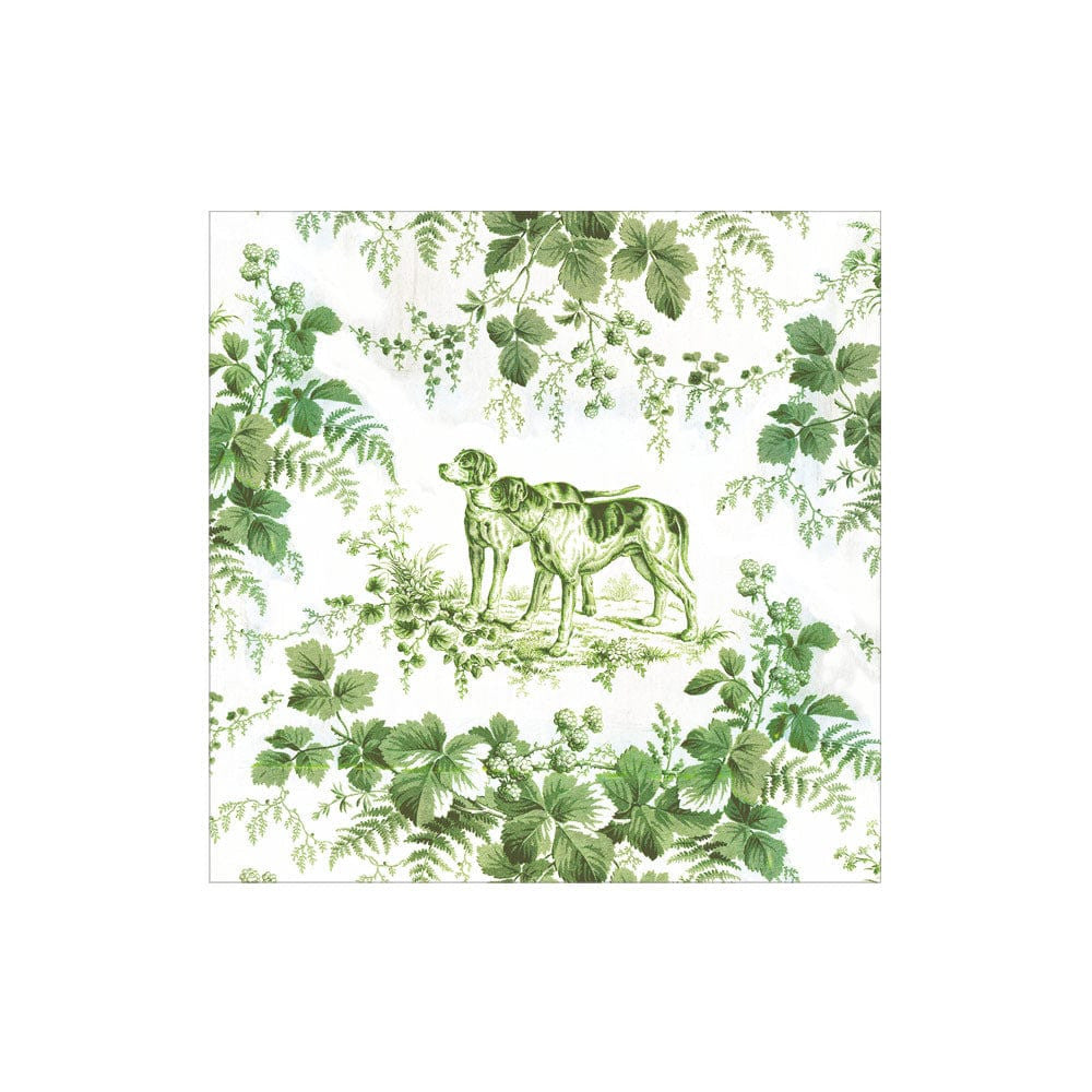 Caspari Hunting Toile Evergreen Cocktail Napkins