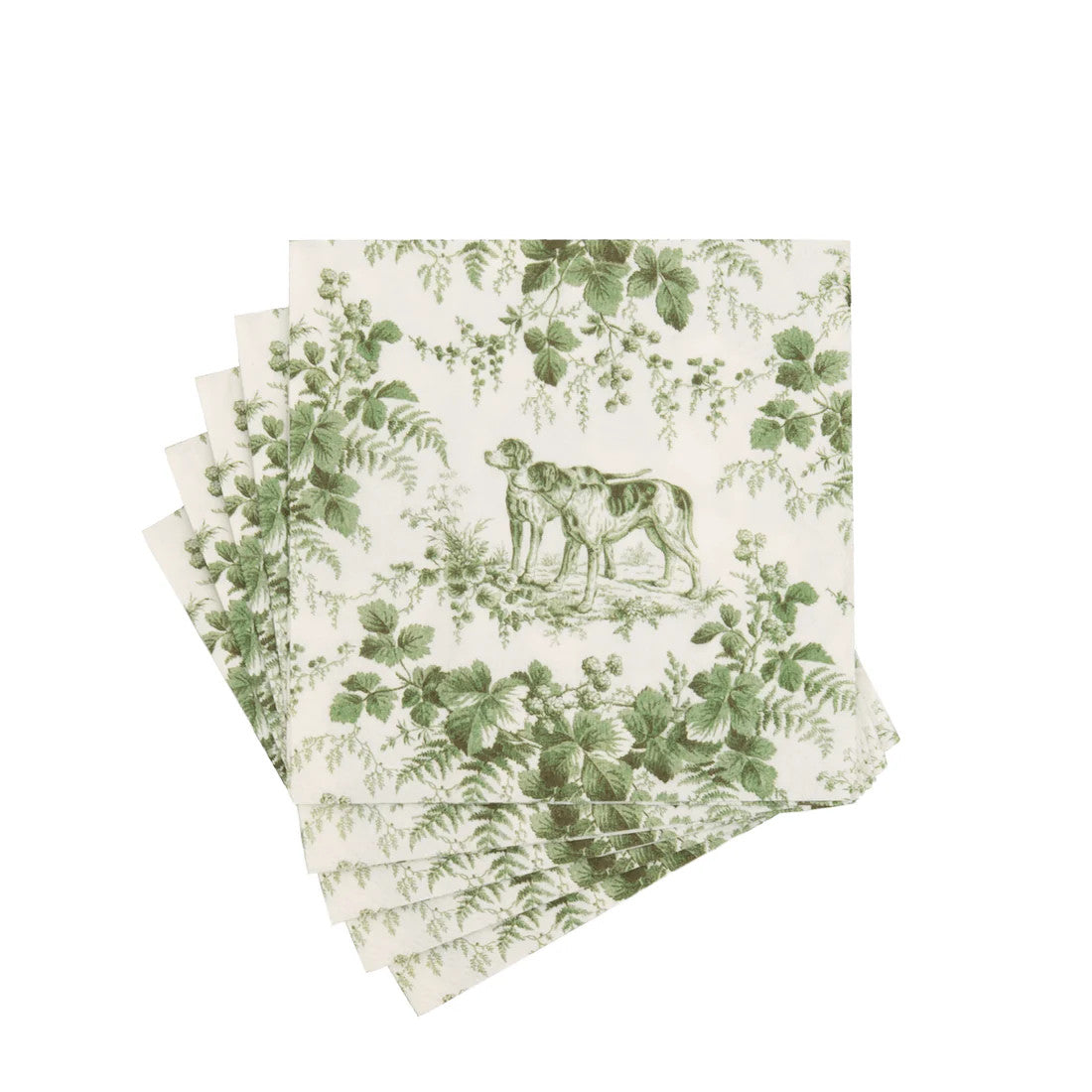 Caspari Hunting Toile Evergreen Cocktail Napkins