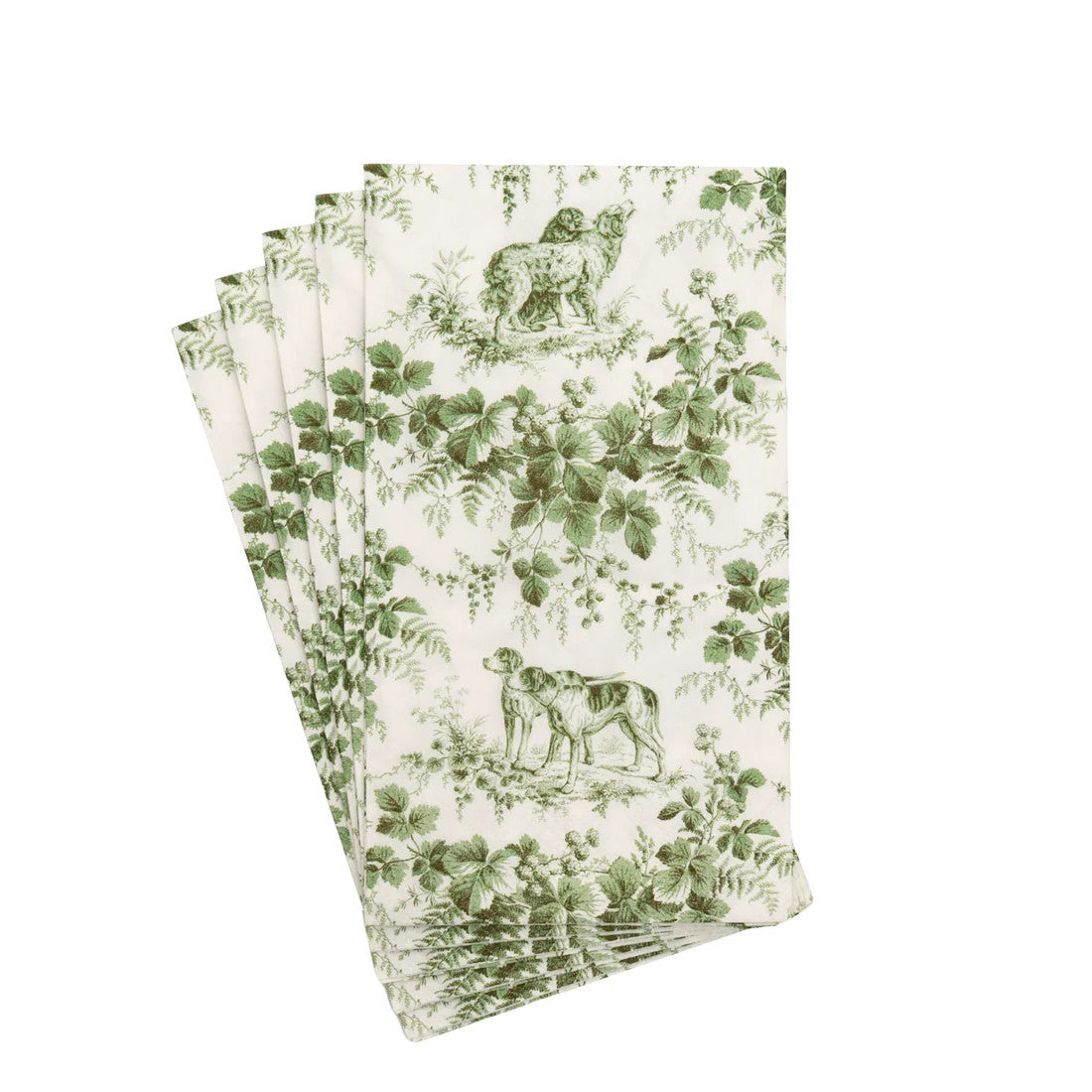 Caspari Hunting Toile Evergreen Guest Towels