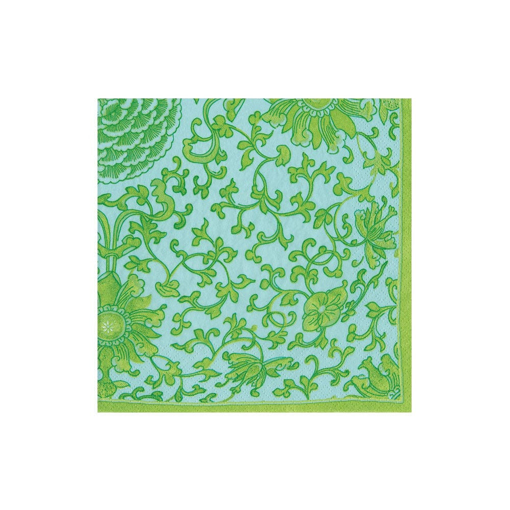 Caspari Indigo Garden Jade/Turquoise Cocktail Napkin
