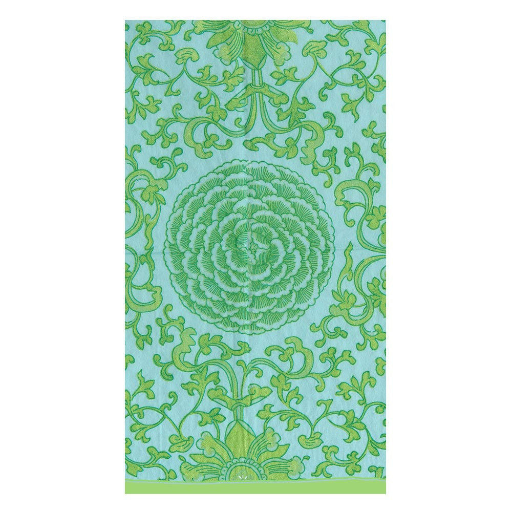 Caspari Indigo Garden Jade/Turquoise Guest Towel