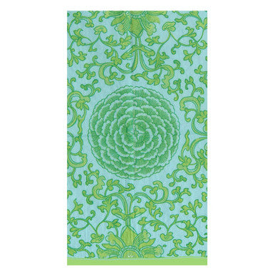Caspari Indigo Garden Jade/Turquoise Guest Towel