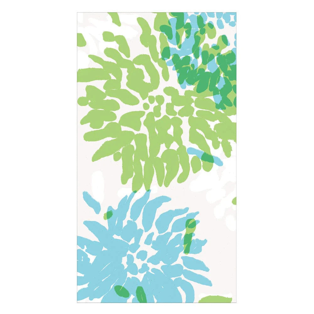 Caspari Chrysanthemum Turquoise/Lime Guest Towel