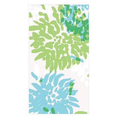 Caspari Chrysanthemum Turquoise/Lime Guest Towel