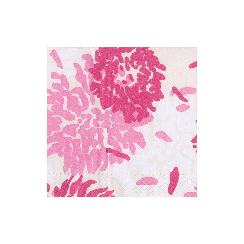 Caspari Chrysanthemum Raspberry Cocktail Napkin