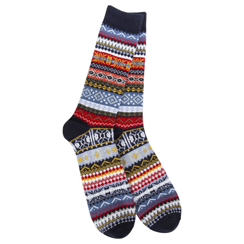World's Softest Holiday Men's Studio Crew - Navy Multi Stripe