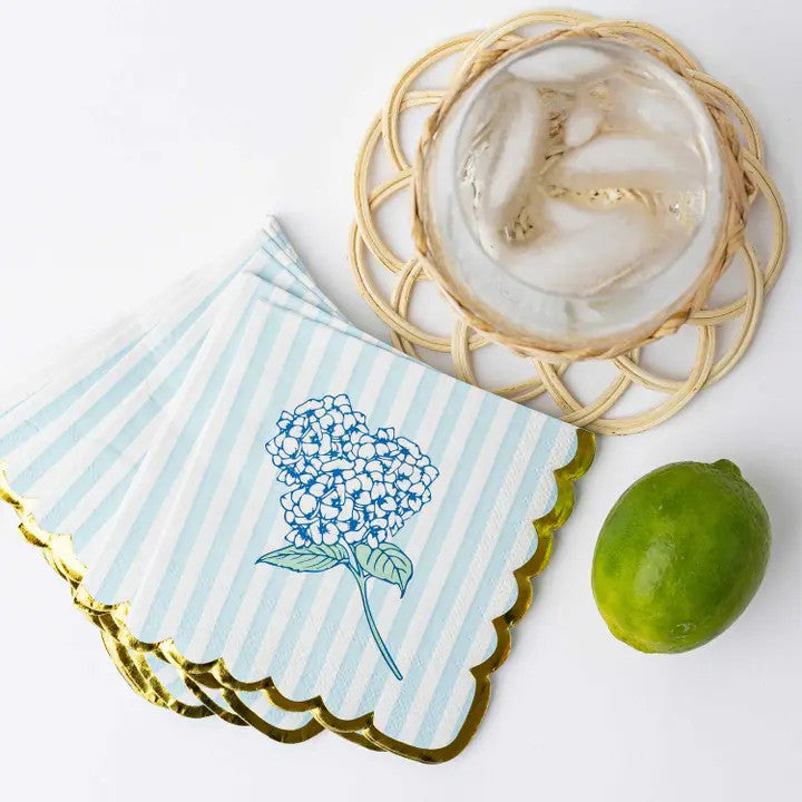 8 Oak Lane Hydrangea Stem Paper Beverage Napkin Pack