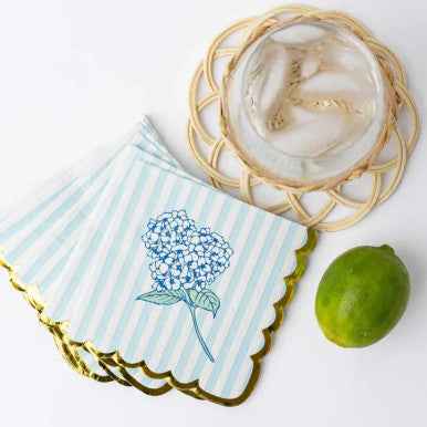 8 Oak Lane Hydrangea Stem Paper Beverage Napkin Pack