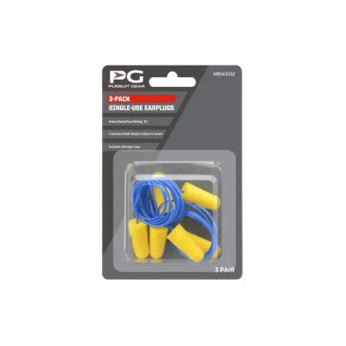 Pursuit Gear 3 Pairs PU Foam Earplugs with Ear Wire, Yellow