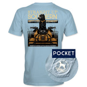 Straight Up Southern Boykin 4 Wheeler Tee - Chambray