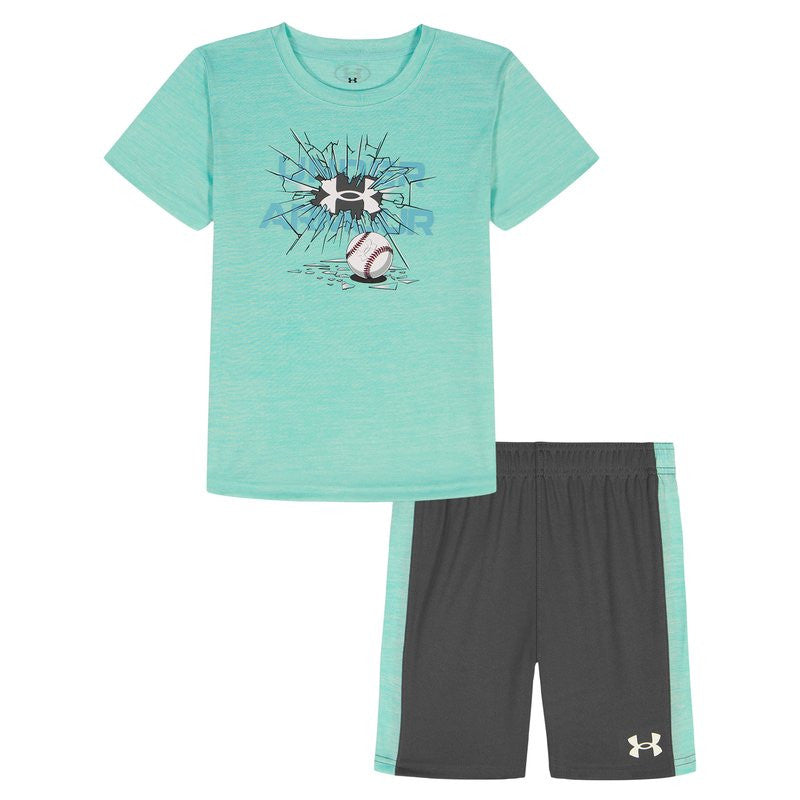 Under Armour Toddler Boys Tech Break Ball Short Sleeve Set - Neo Turquoise