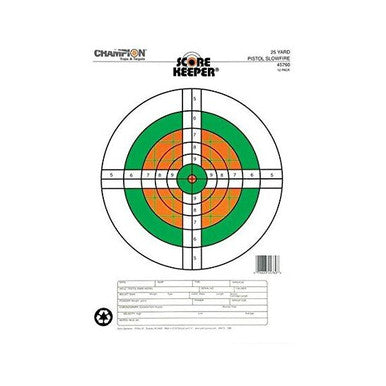 Champion Scorekeeper 25 Yard Slowfire Fluorescent Pistol Target, 12 Pack