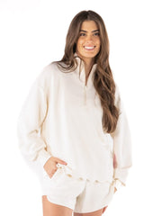 Simply Southern Women's Scallop Plunge Pullover - Ivory