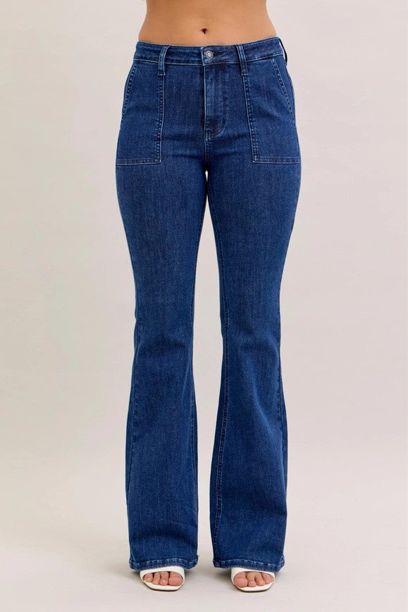 Judy Blue Women's HW Flare with Patch Pockets