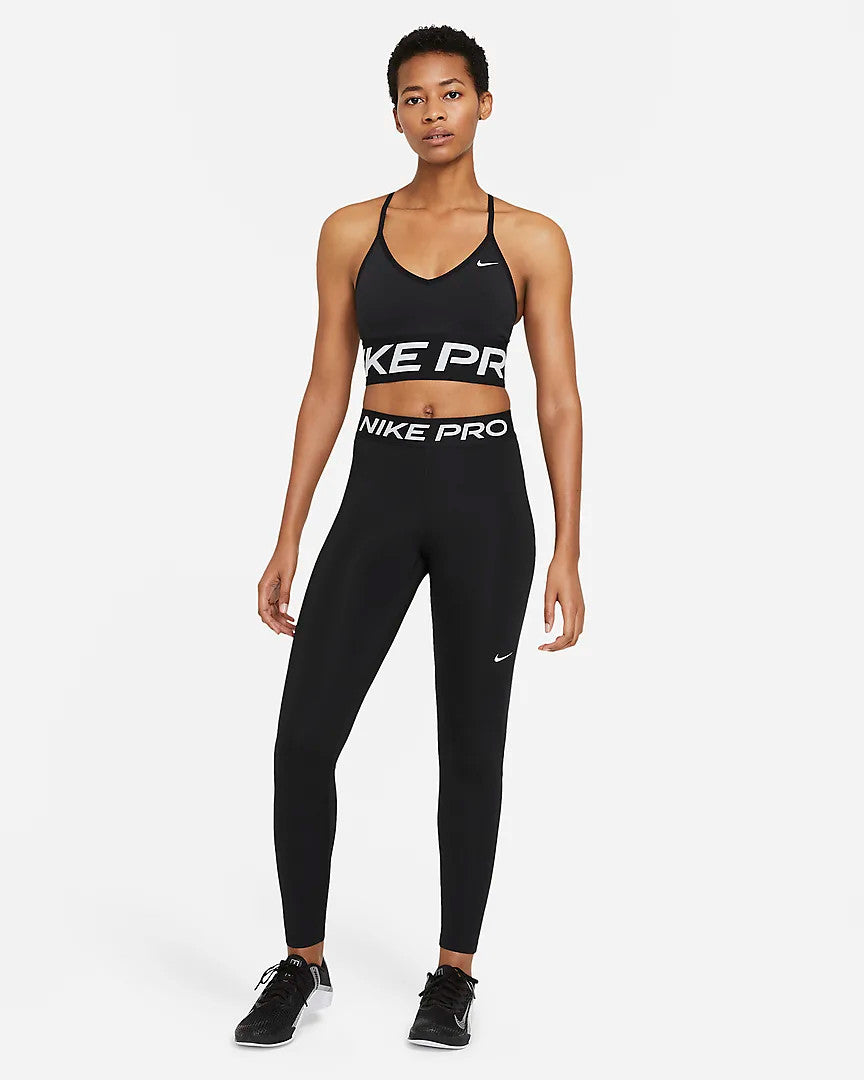 Nike Women's Mid Rise Mesh Paneled Pro Leggings- Black/White