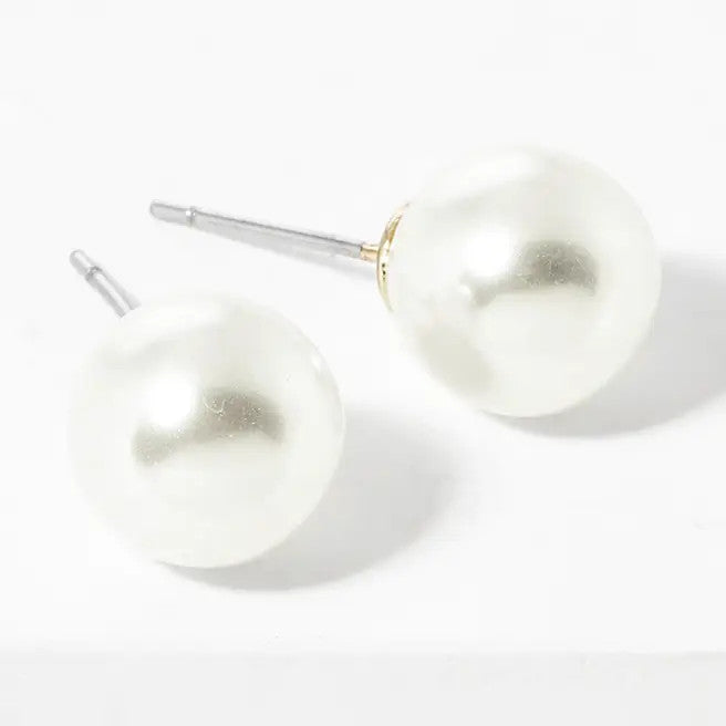 Sensibling 10mm Pearl Stud Earrings - Gold