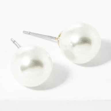 Sensibling 10mm Pearl Stud Earrings - Gold