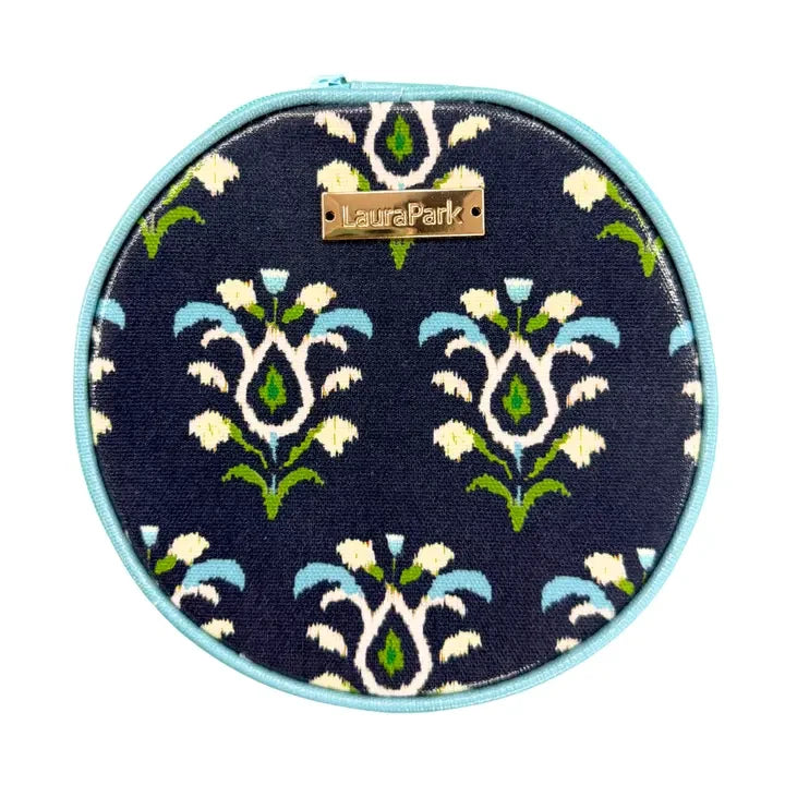 Laura Park Rosemary Indigo Round Jewelry Case