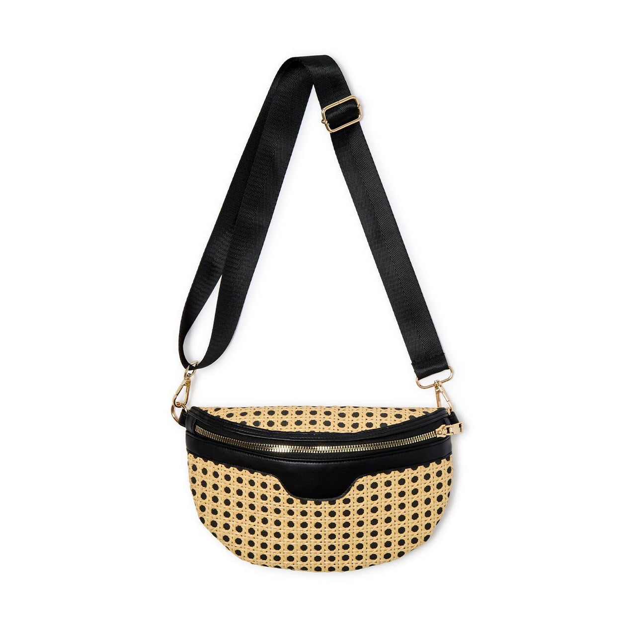 Two's Company Inc. Take Along Crossbody Sling Bag in Natural Cane