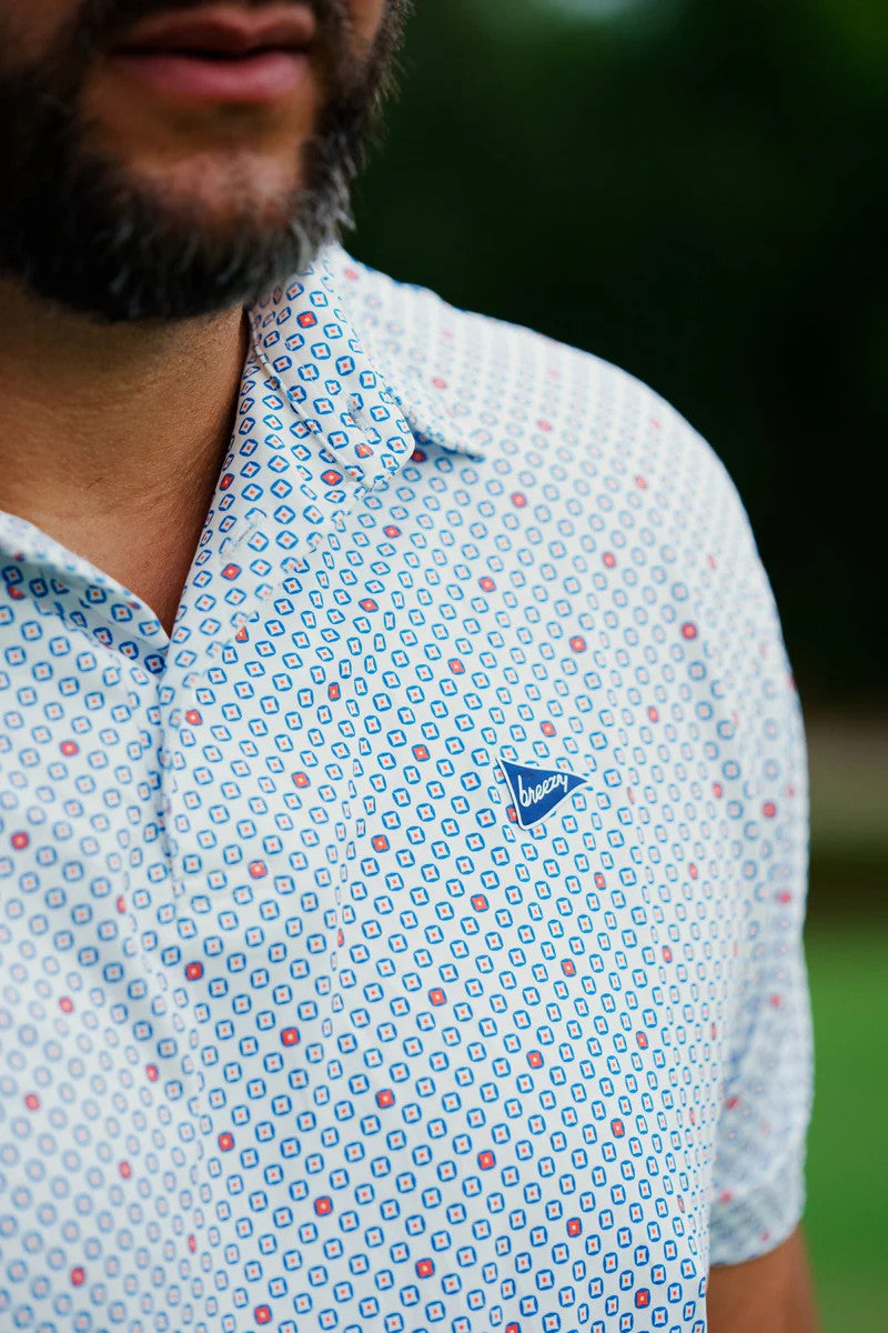 Breezy Golf Men's The American Geo Polo