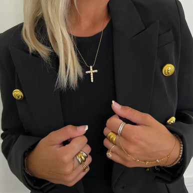 Chansuttpearls XL Diamond Cross Necklace